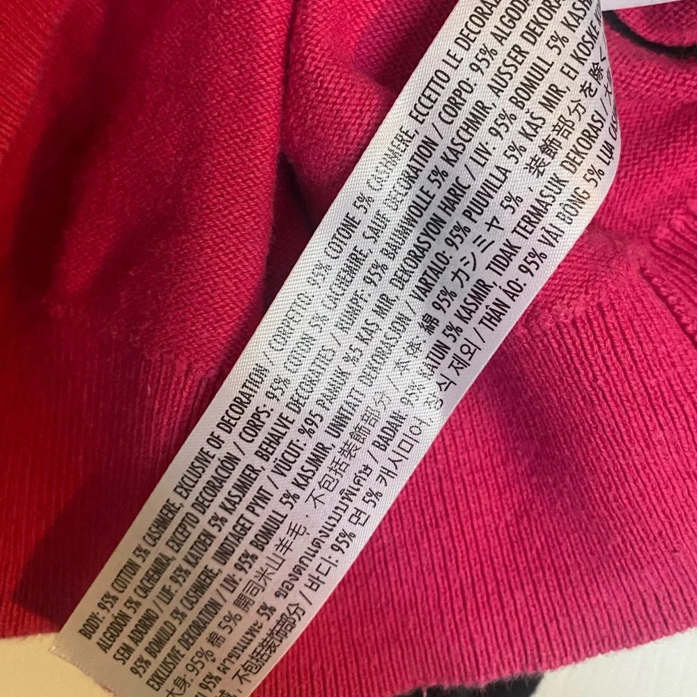 Disney Mickey and Minnie Mouse Kids Cashmere Cardigan Size 9/10 Pink Embroidered - Picture 4 of 6